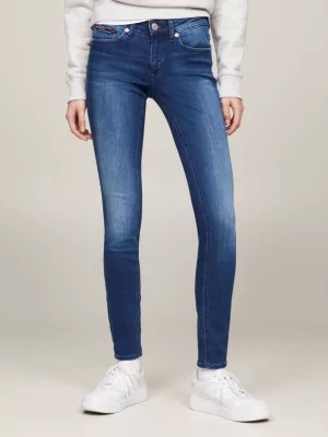 Calça jeans skinny desbotada de cintura baixa Sophie