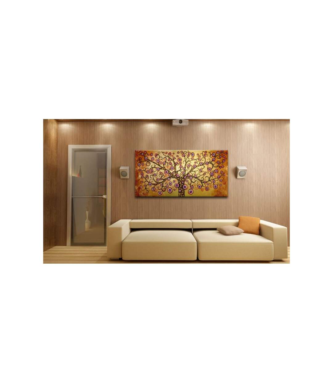 Paris Prix - Tableau Peint à La Main arbre De Paon 60x120cm