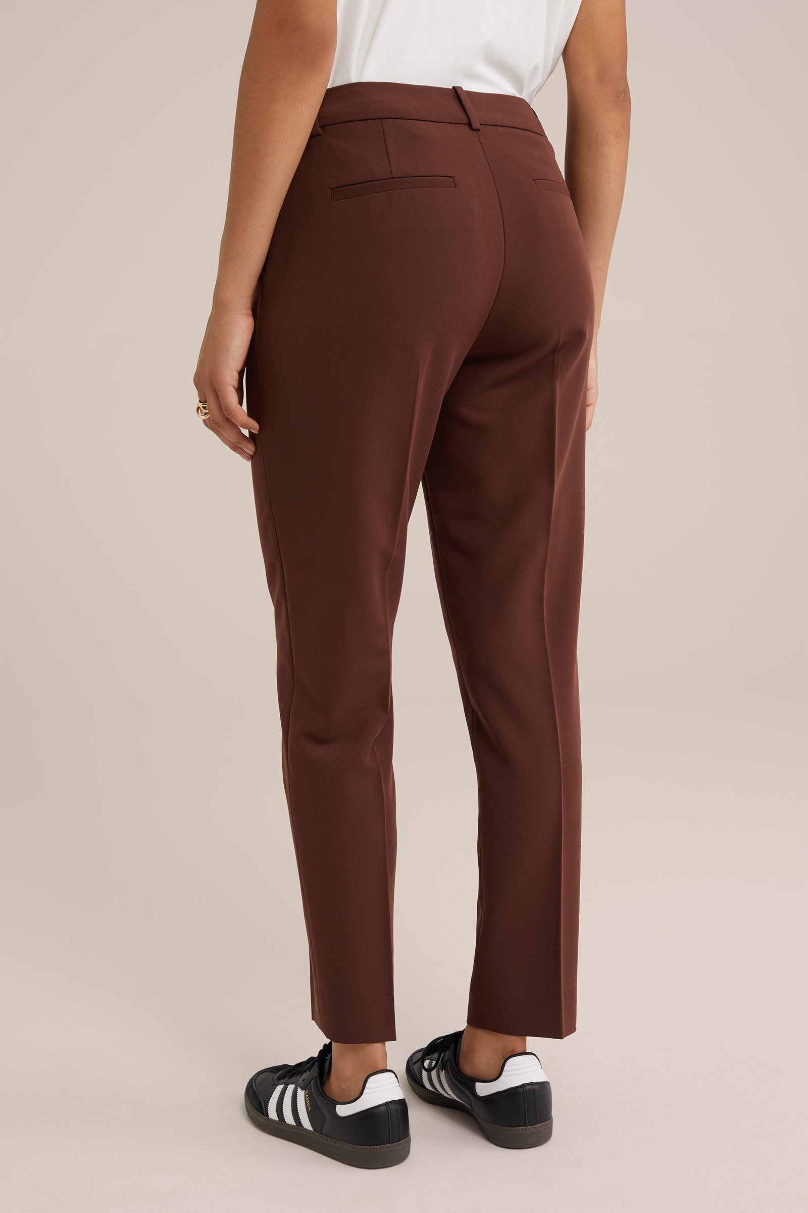 slim fit pantalon WE Fashion Donkerbruin
