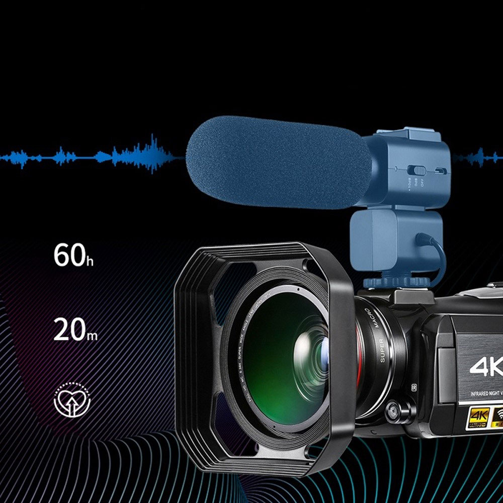 30MP UltraHD 4K Camcorder Videokamera   Mikrofon mit 3
