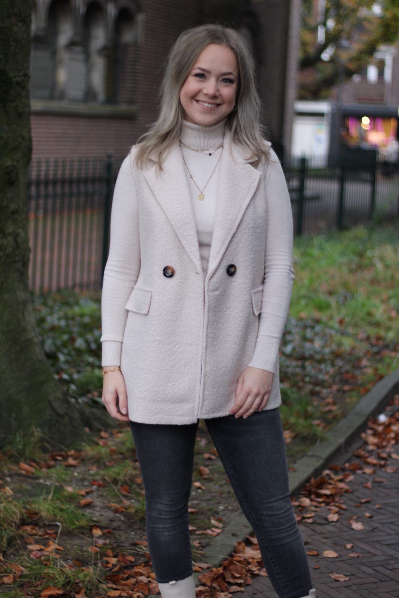 Boucle Gilet Half Lang - Beige