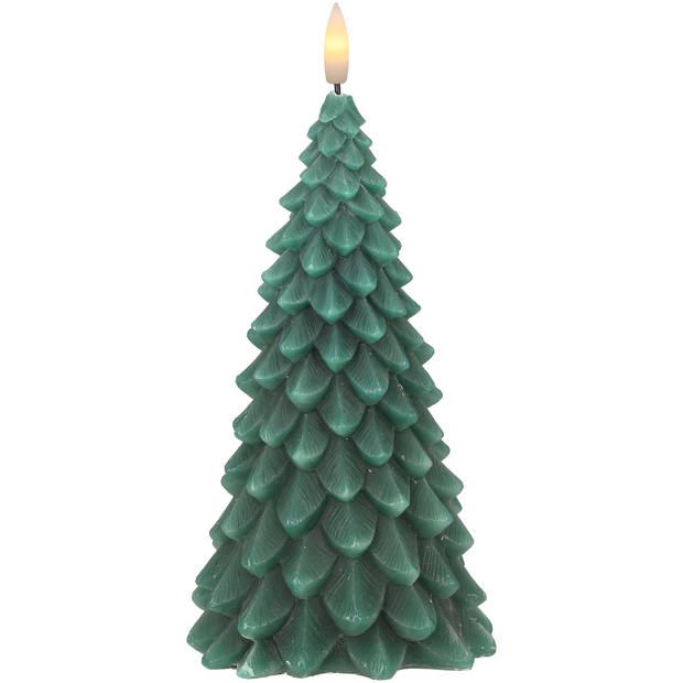 Blokker LED Kaars Kerstboom - 10x10x20 cm - Donkergroen