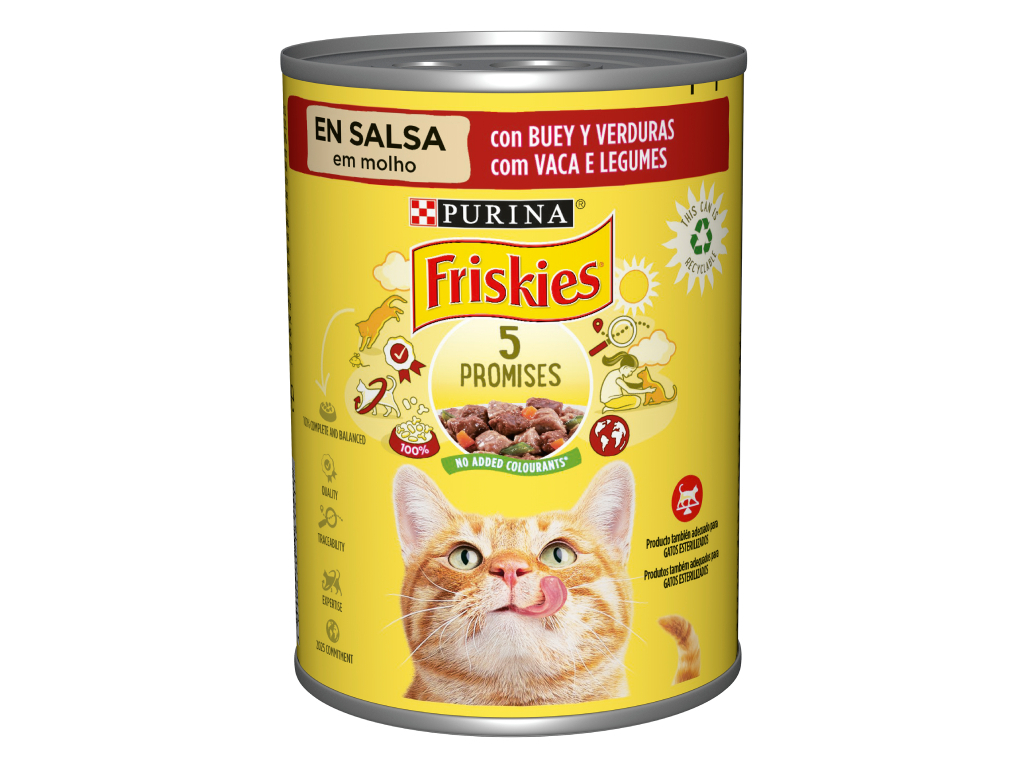 COMIDA HÚMIDA PARA GATO FRISKIES COM VACA E LEGUMES 400G