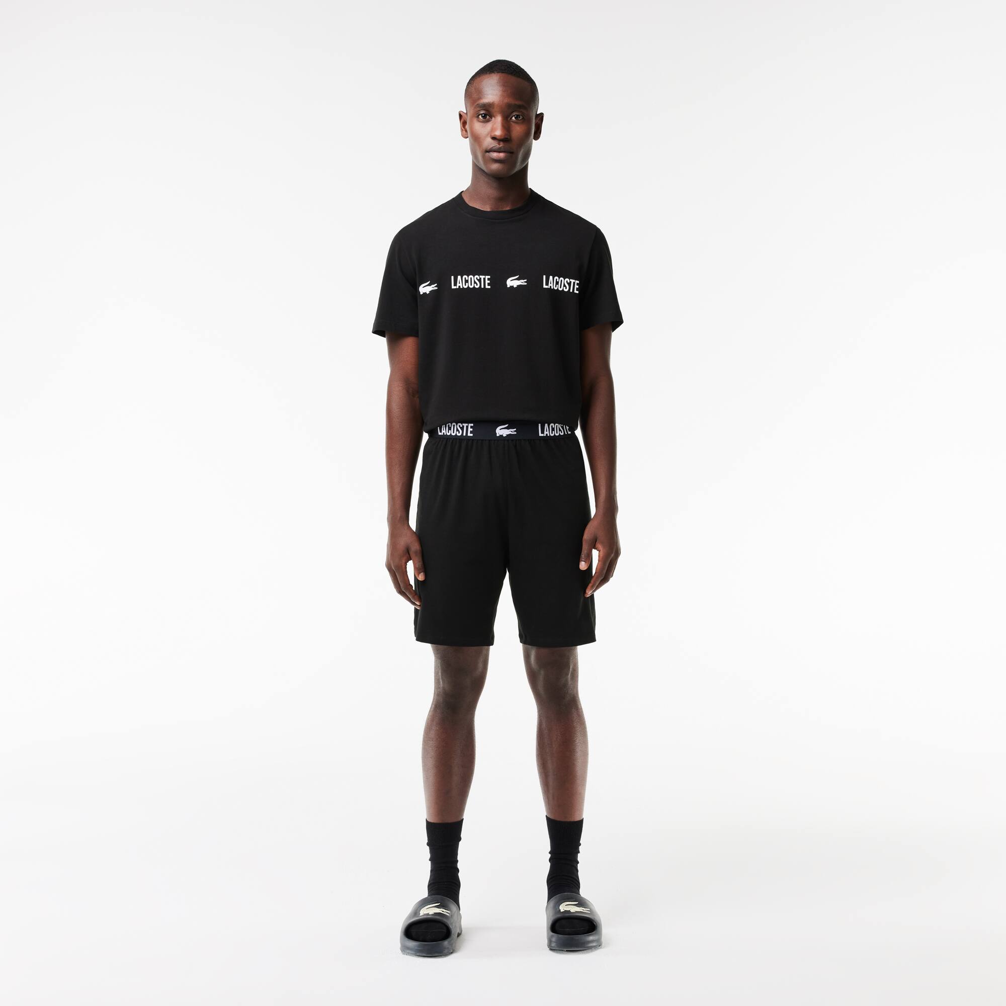 Pyjama Shorts aus weichem Baumwolljersey Loungewear - Schwarz - Lacoste - Herren