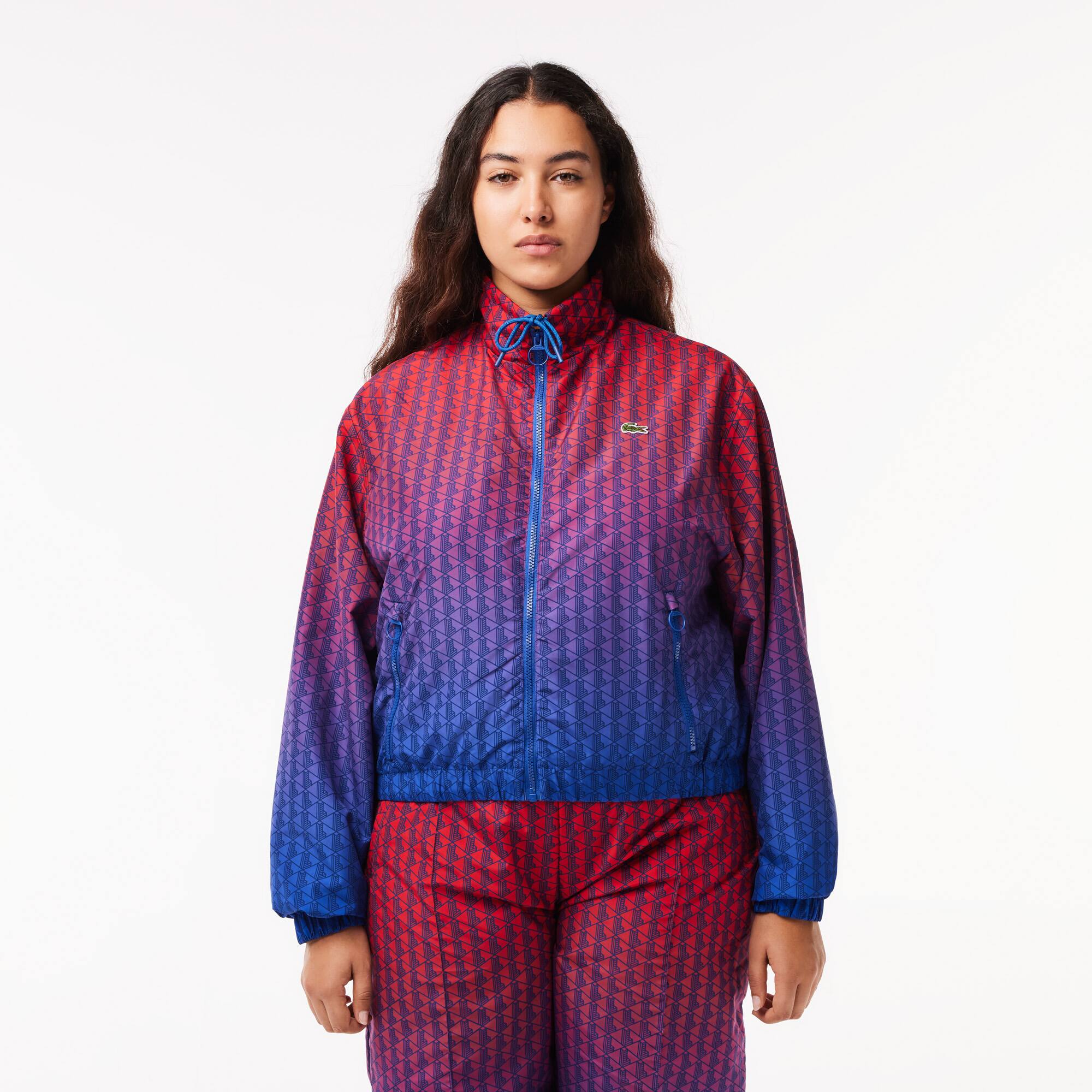 Veste courte Sportsuit zippée imprimé monogramme dégradé Manteaux & Vestes - Rouge - Lacoste - Femme