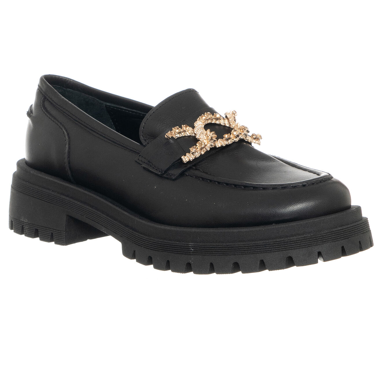 Loretta Pettinari Mocassins en Cuir Iena noirs - Talon 4.5 cm