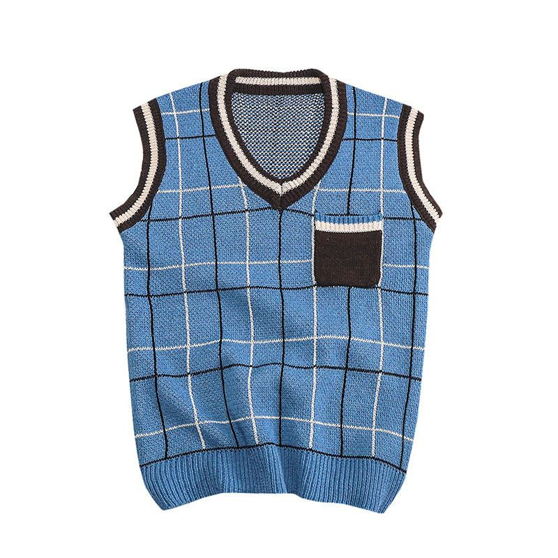 Wewewow - Contrasterende geruite gebreide vest