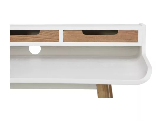 Bureau avec rangements scandinave bois clair et blanc L110 cm OPUS