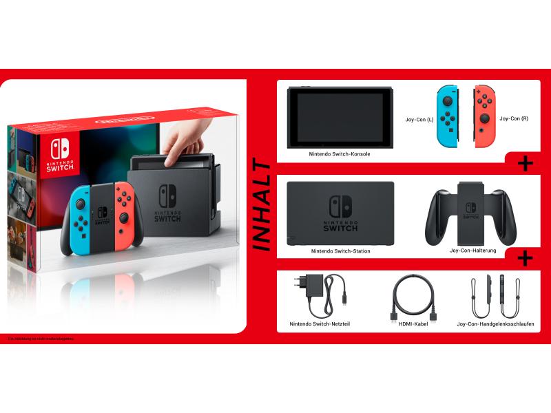 Nintendo Switch Rot/Blau inklusive Mario Party Superstars Die Spielkonsole für zu Hause und unterwegs