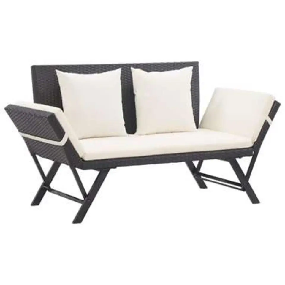 vidaXL - Ligbed - Zwart - Poly rattan