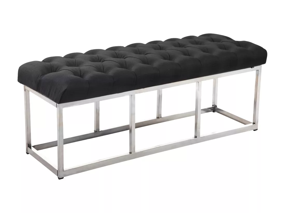 Banquette - Tissu & Acier inoxydable - Gris foncé - Amun