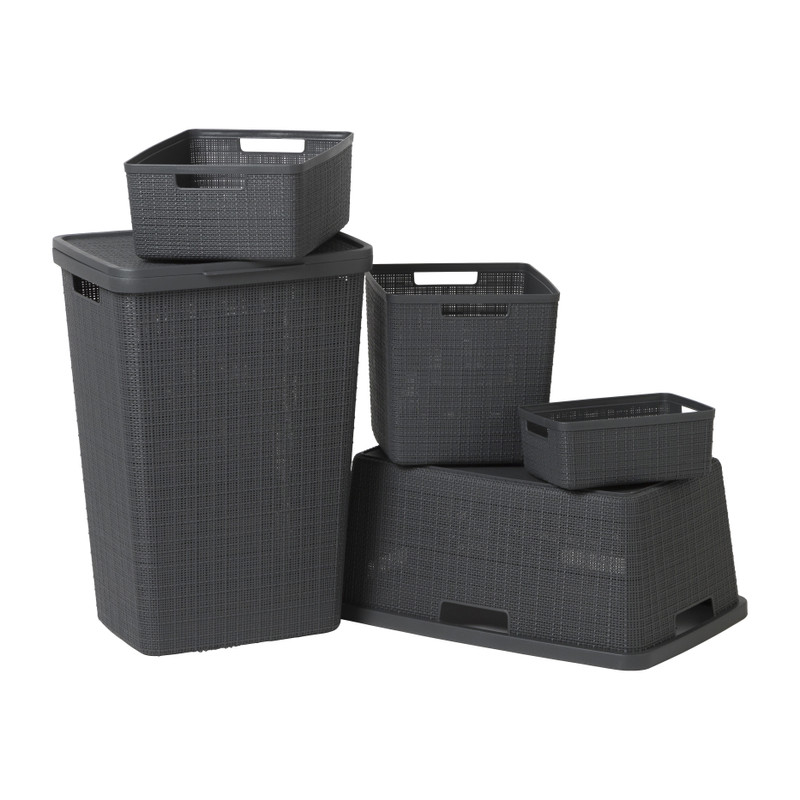 Curver jute opbergmand cube - 17 liter - grijs