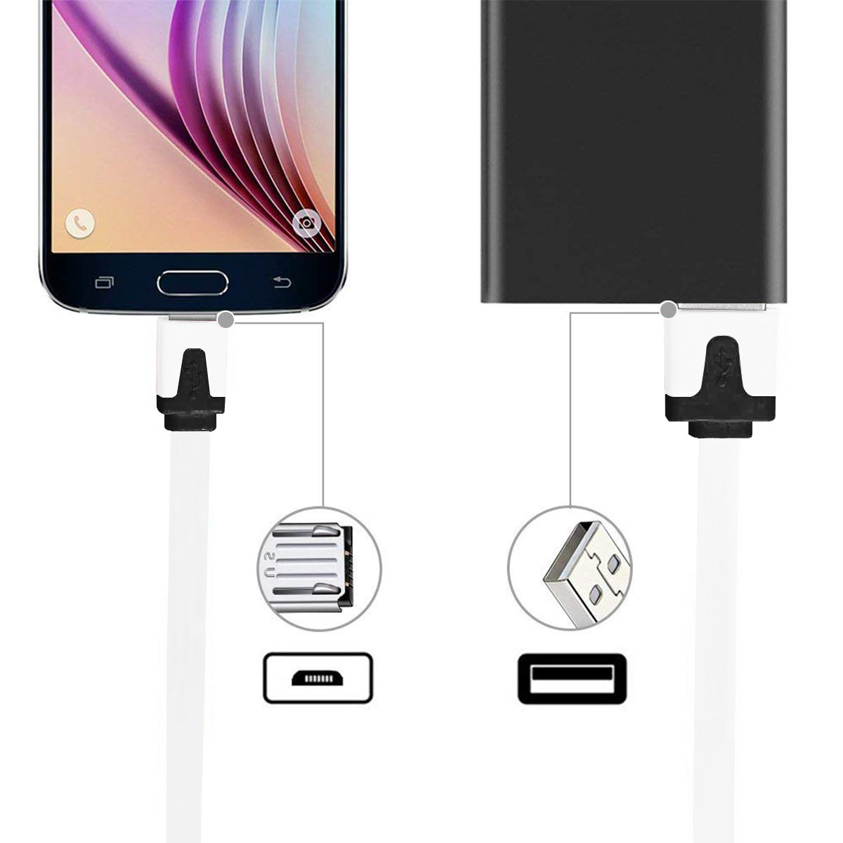 Ladekabel Micro USB weiss 3 m