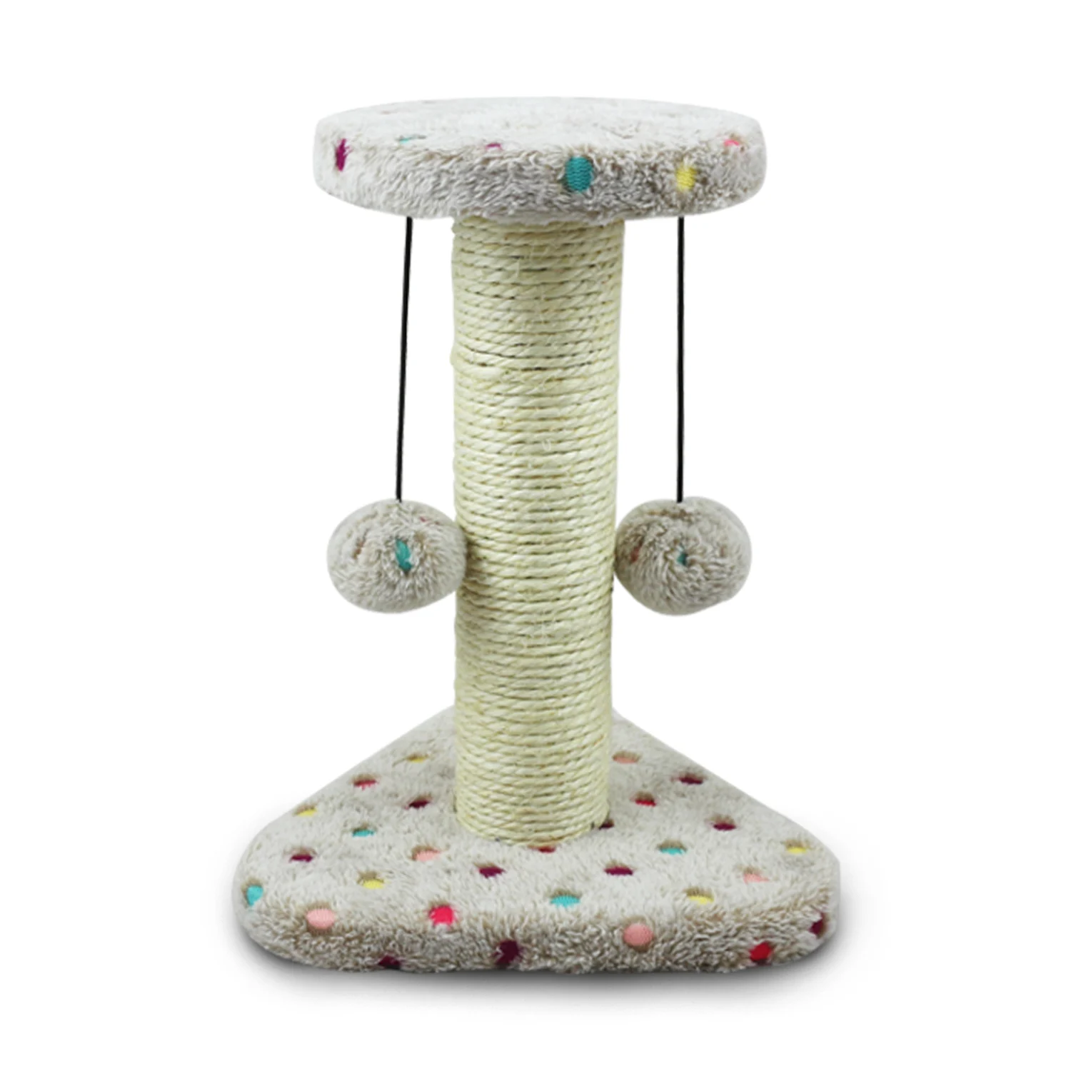 Nobleza - Arranhador para gatos, em formato de coluna com bolinhas. Cor marrom, 28 cm de altura.
