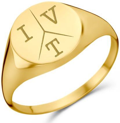 Ronde Gouden zegelring met drie initialen Names4Ever