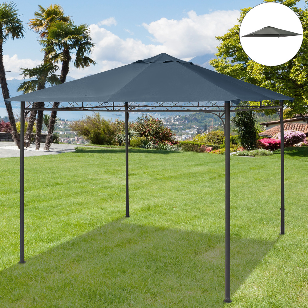 Toile de rechange pour pavillon tonnelle tente 3 x 3 m polyester haute densité 180 g/m² revêtement pa anti-uv gris