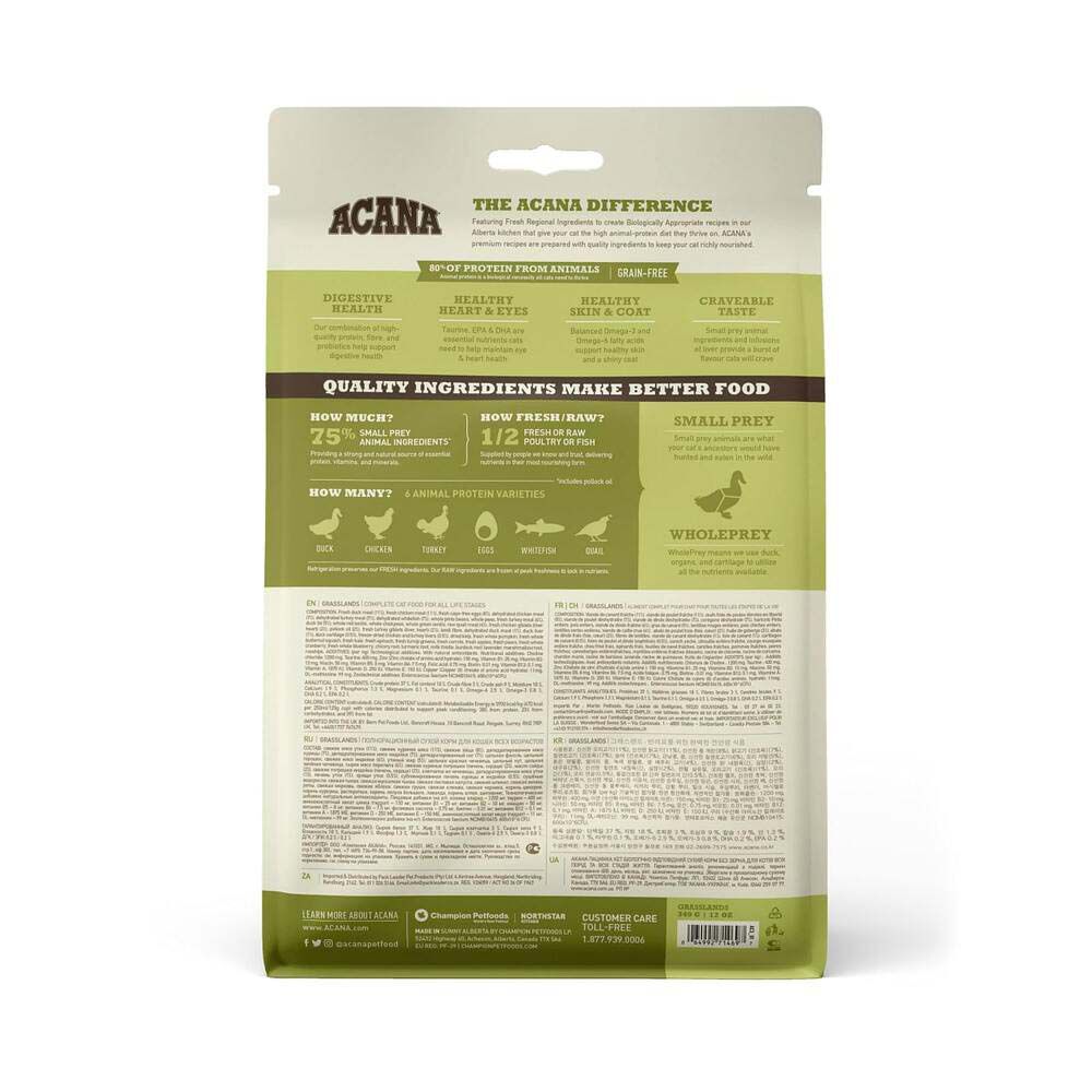 Acana Grasslands Cat - Kattenvoer - 0.34 Kilogram - kip, kalkoen, eend