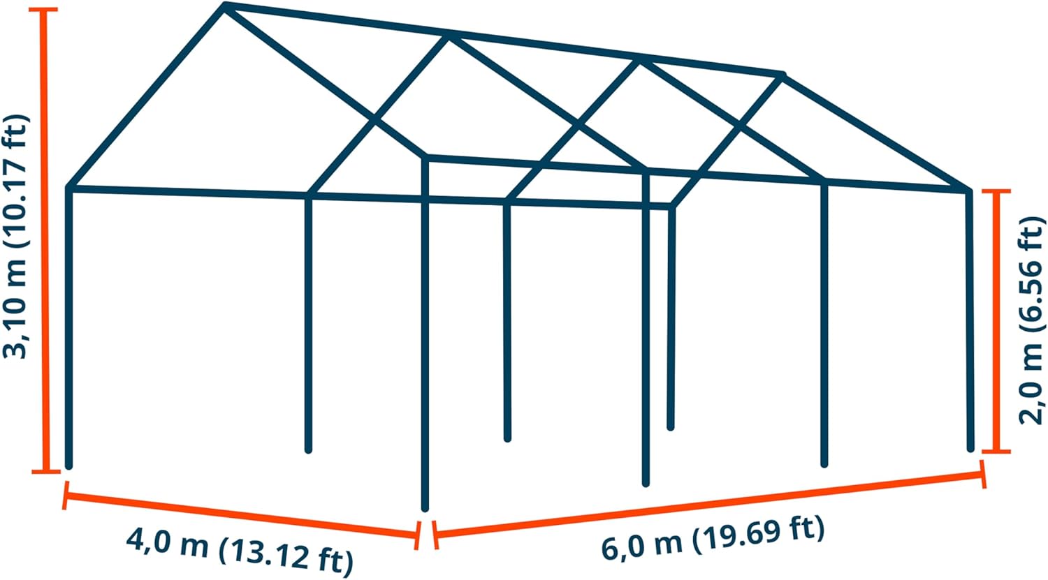TOOLPORT Lagerzelt 4x6 m Zelthalle Unterstand Weidezelt PVC Plane 700 N wasserdicht in grau