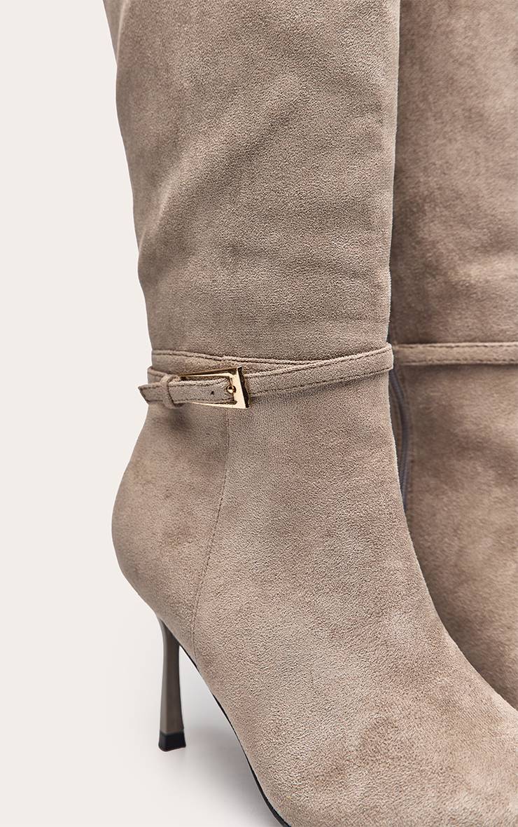 Champignon Botte À Talon Aiguille Montante Au Genou Avec Boucle