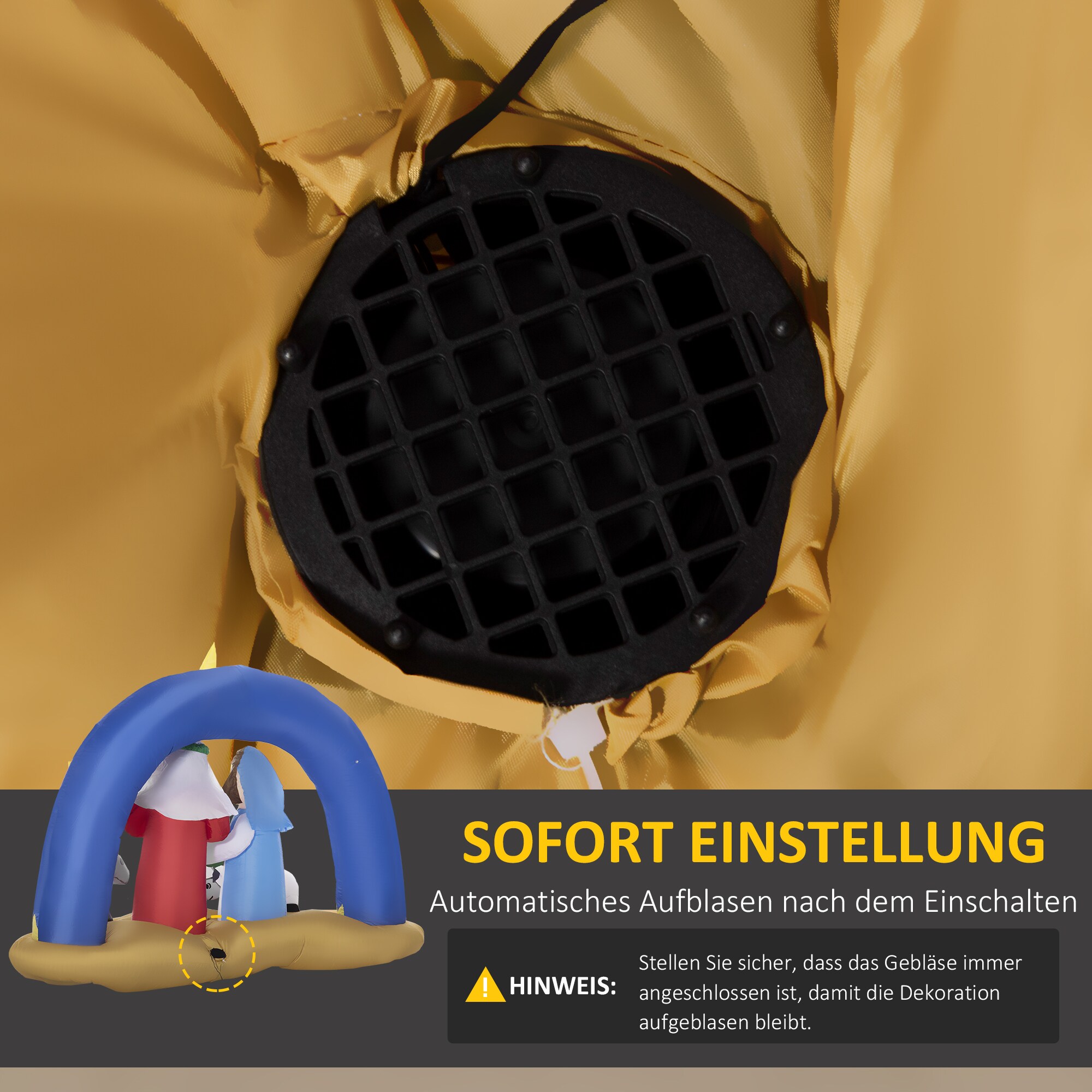 Outsunny Aufblasbare Weihnachtsdekoration mit LED-Beleuchtung bunt 206L x 95B x 157H cm