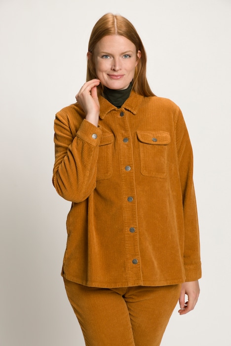 Cordjacke, Hemdkragen, hinten länger, Biobaumwolle