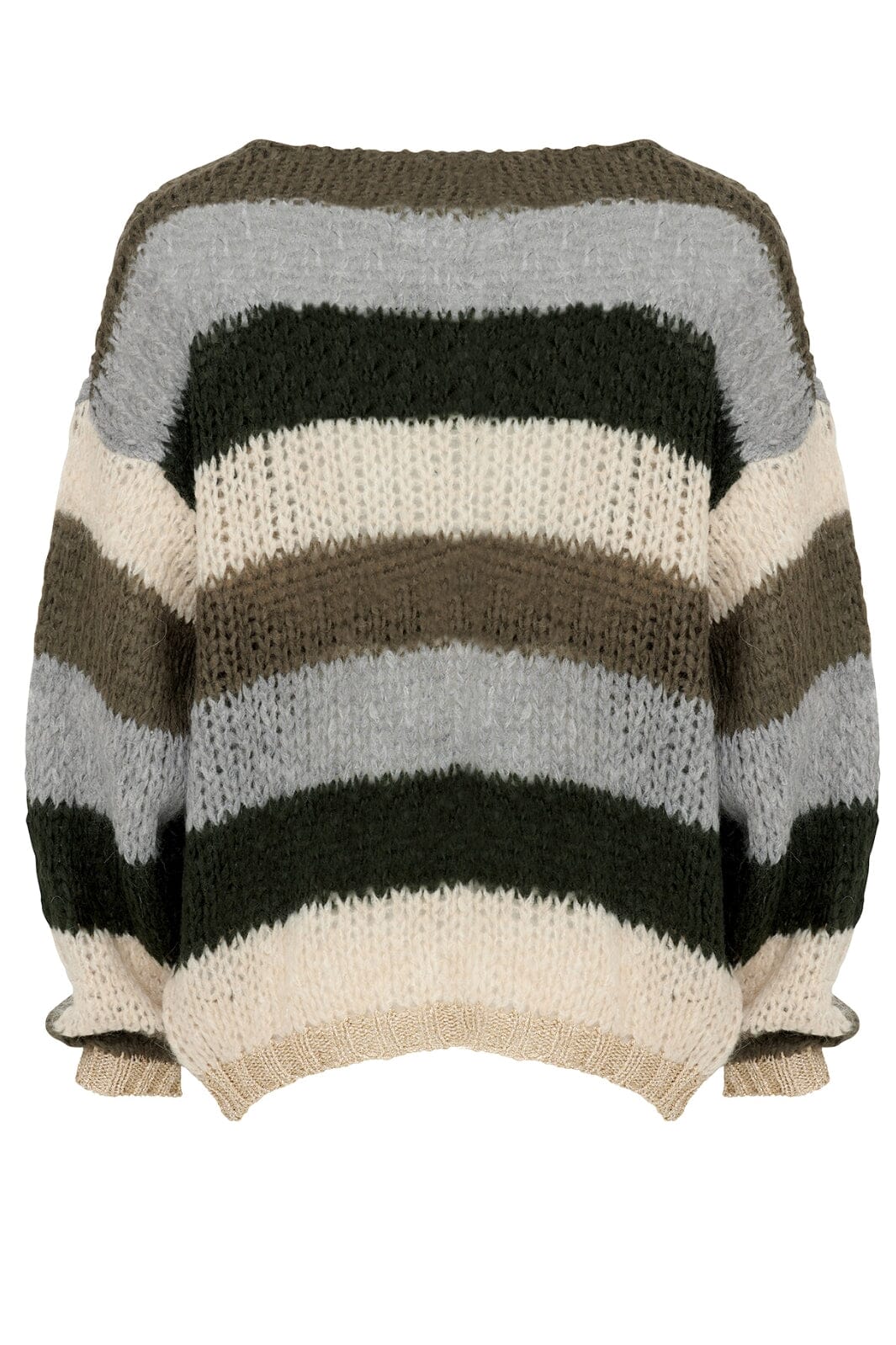 Noella Kala Knit Cardigan Wool army beige stripes 5