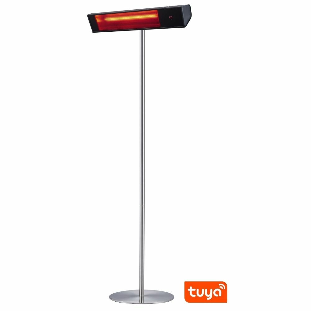 Radiateur infrarouge wifi avec pôle 2000w verre noir chaud sined