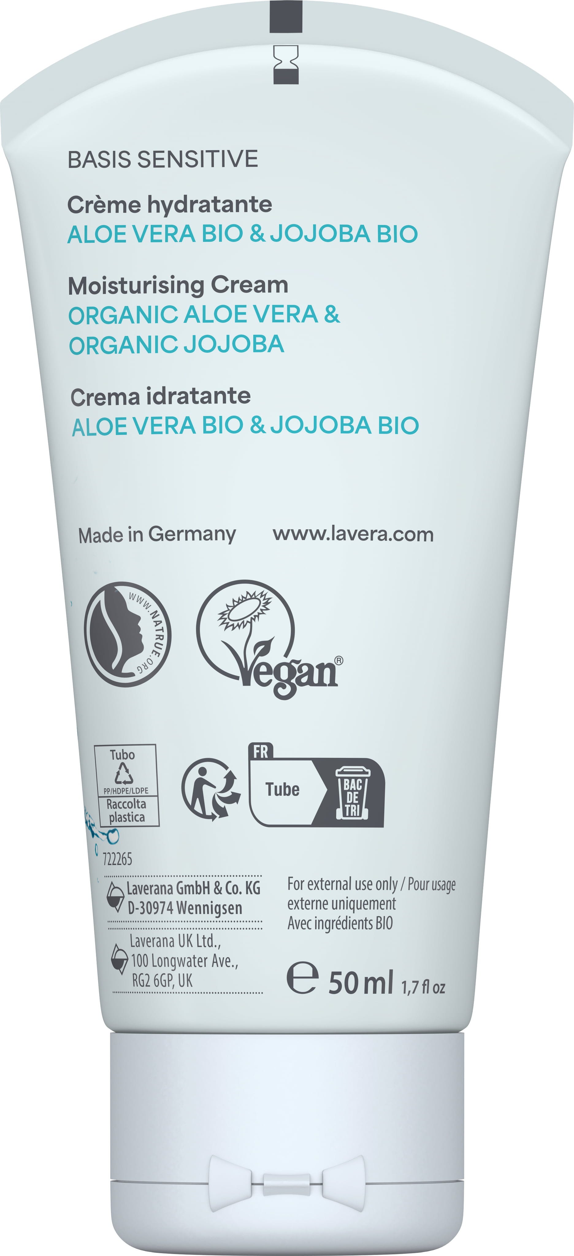 lavera  Basis Sensitiv Feuchtigkeitscreme, 50 ml