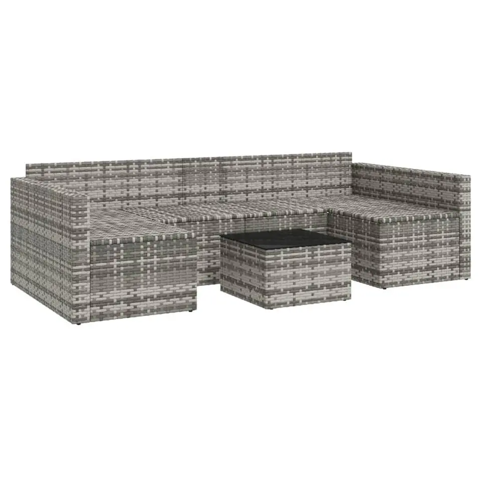 vidaXL - Loungeset - Grijs - Poly rattan - 2 stuks -Met kussens