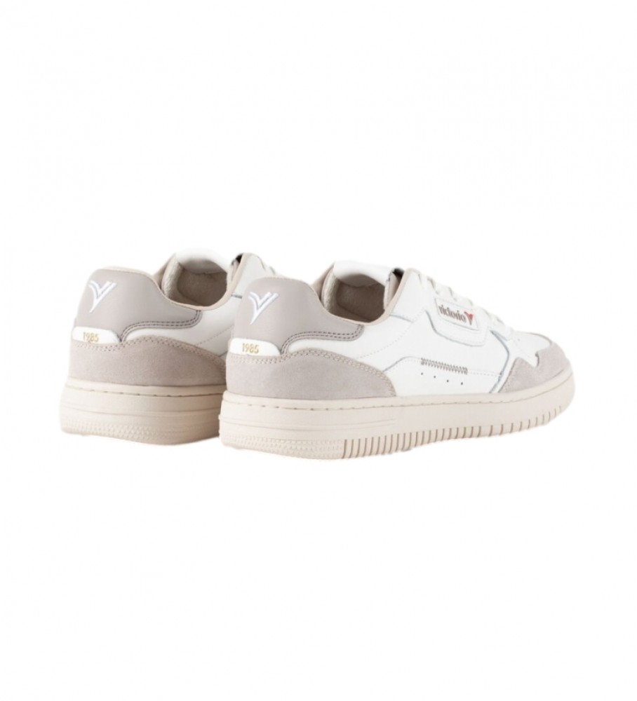 Tênis Victoria C80 Retro Clássico em Couro, Branco e Cinza