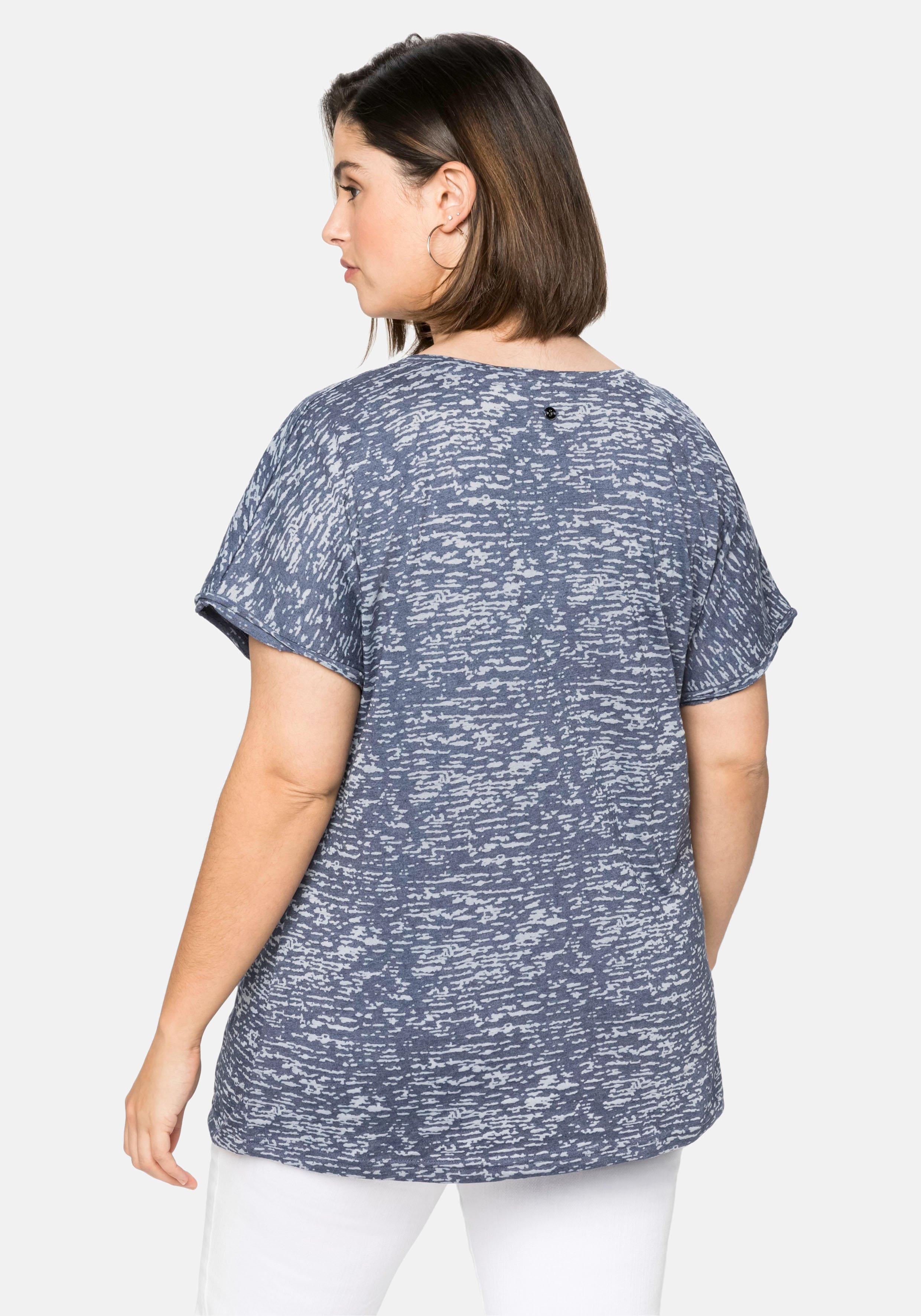 Shirt mit Ausbrennermuster, leicht transparent