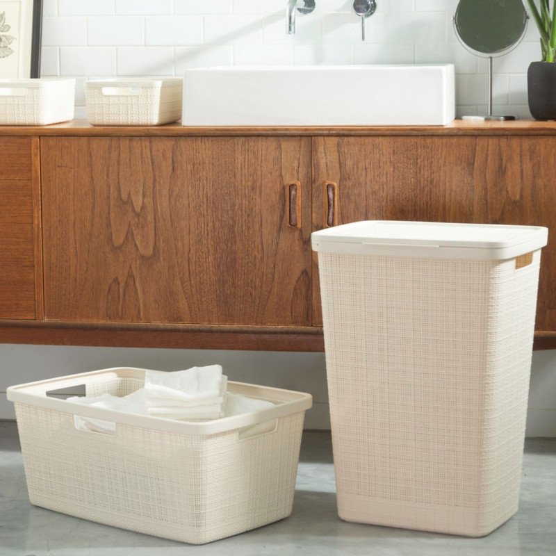 Curver jute wasmand met deksel - 58 liter - beige