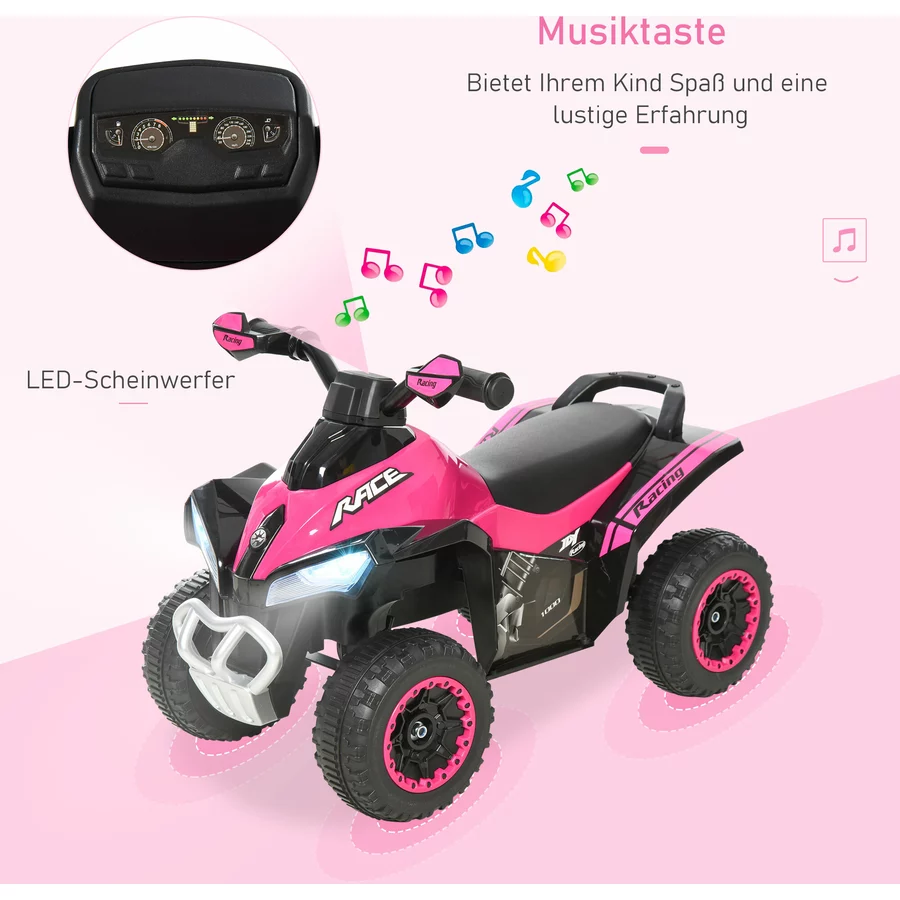 HOMCOM Rutscherfahrzeug mit Licht und Musik rosa