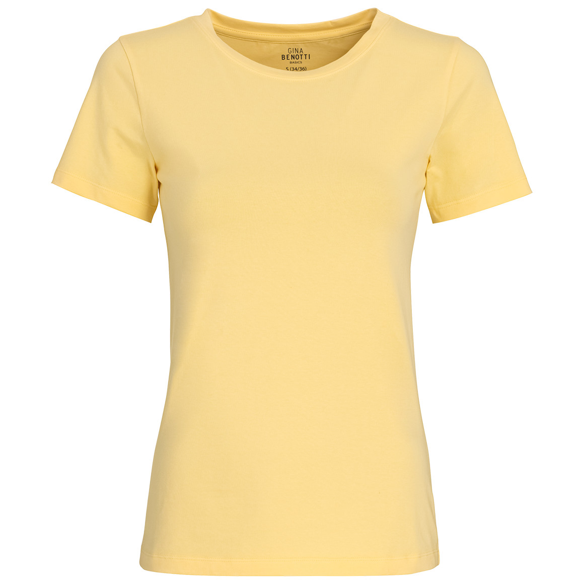Gina Benotti Damen T-Shirt im Basic-Look hellgelb