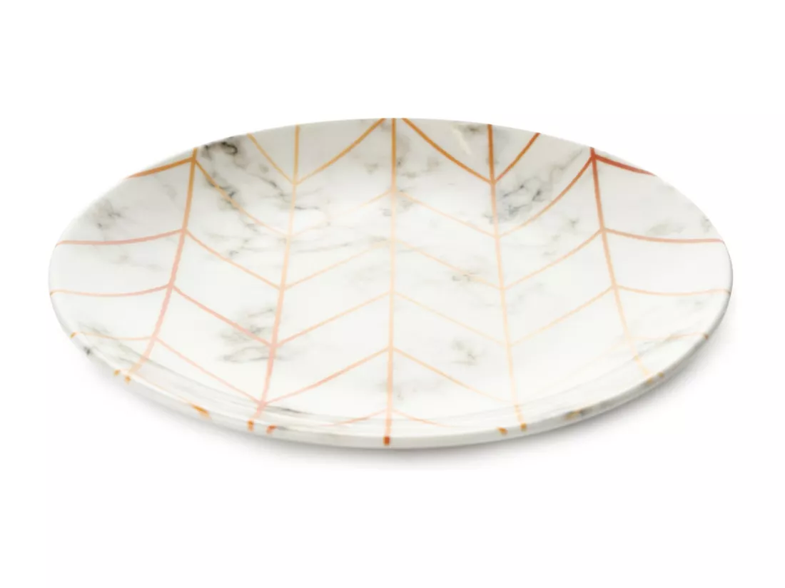 Service vaisselle 18 pièces en porcelaine - Blanc effet marbre - MURCIA