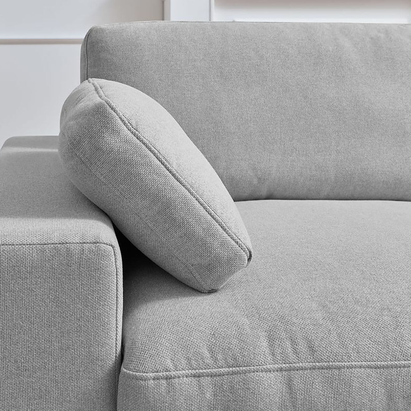 Bobochic Canapé droit fixe 4 places Belair gris clair - 280x93x80 cm