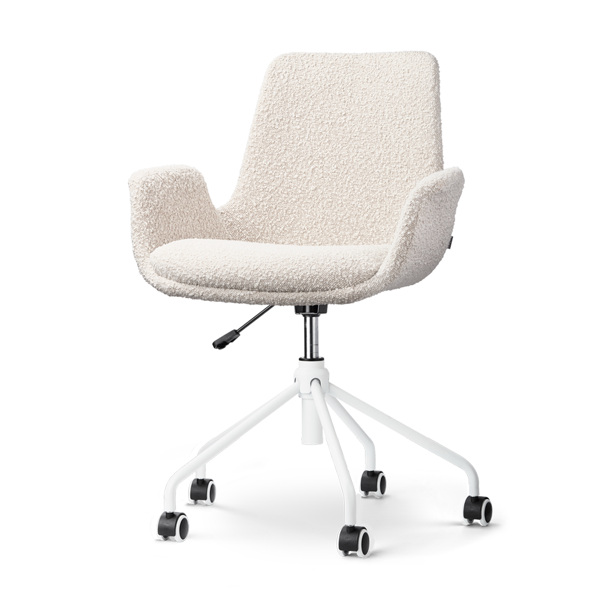 Bureaustoel Nout-Eef bouclé beige - wit onderstel