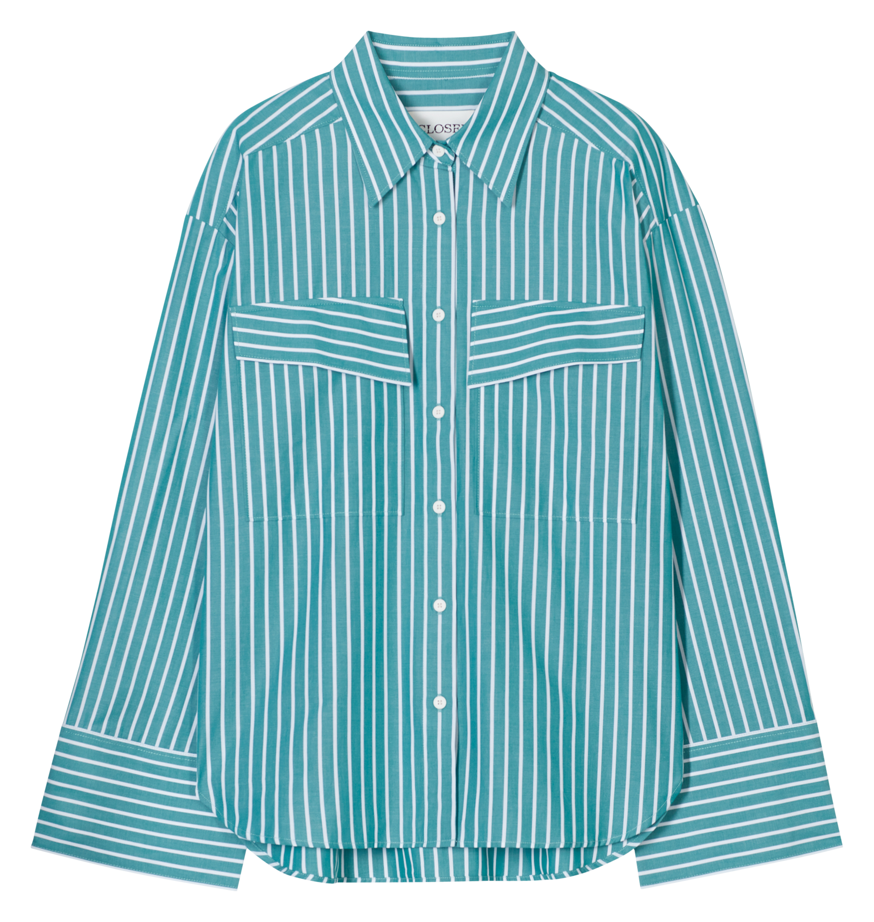 Chemise ample rayée en coton bio | Vert
