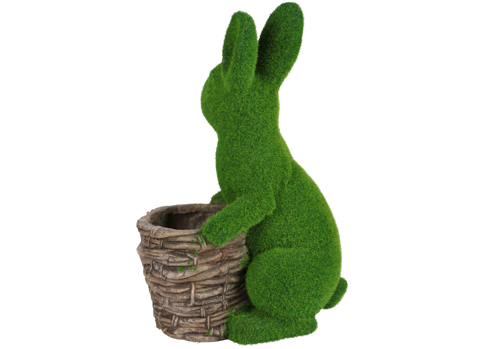 Osterhase in Gras-Optik mit Pflanzgefäß vorne