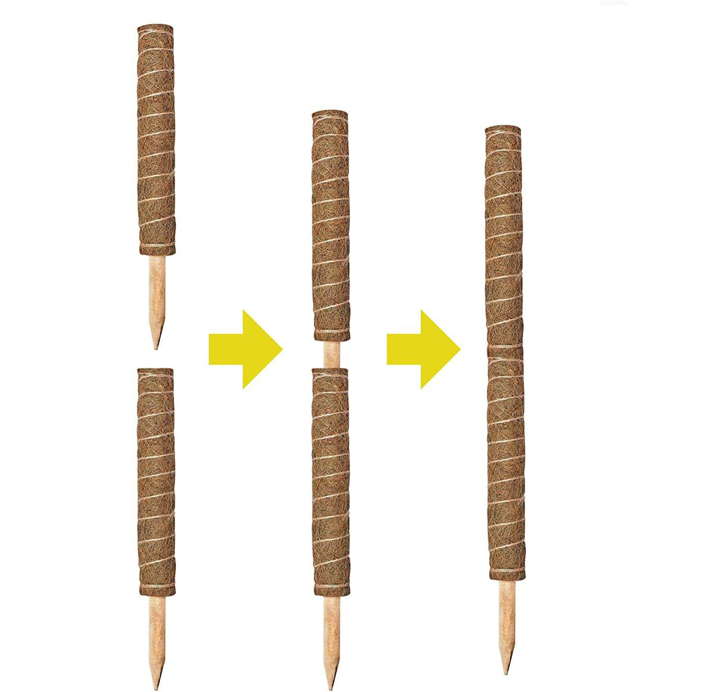 (2er Set) 40cm Kokosnuss Pflanzen Stab Blumen Rankhilfe Moosstab Garten Pflanzenstütze Rankstab - Braun