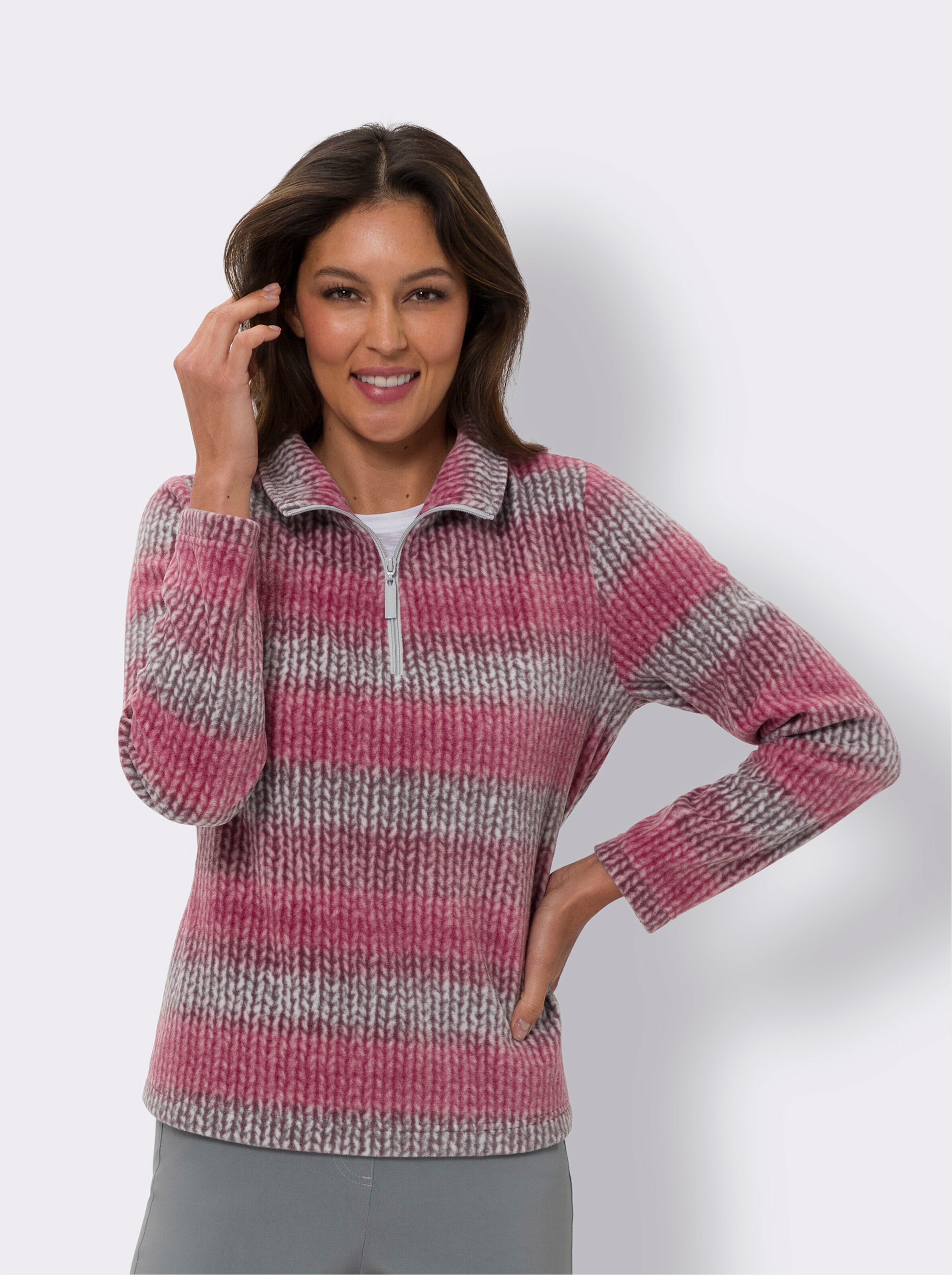 Fleeceshirt in Strick-Optik