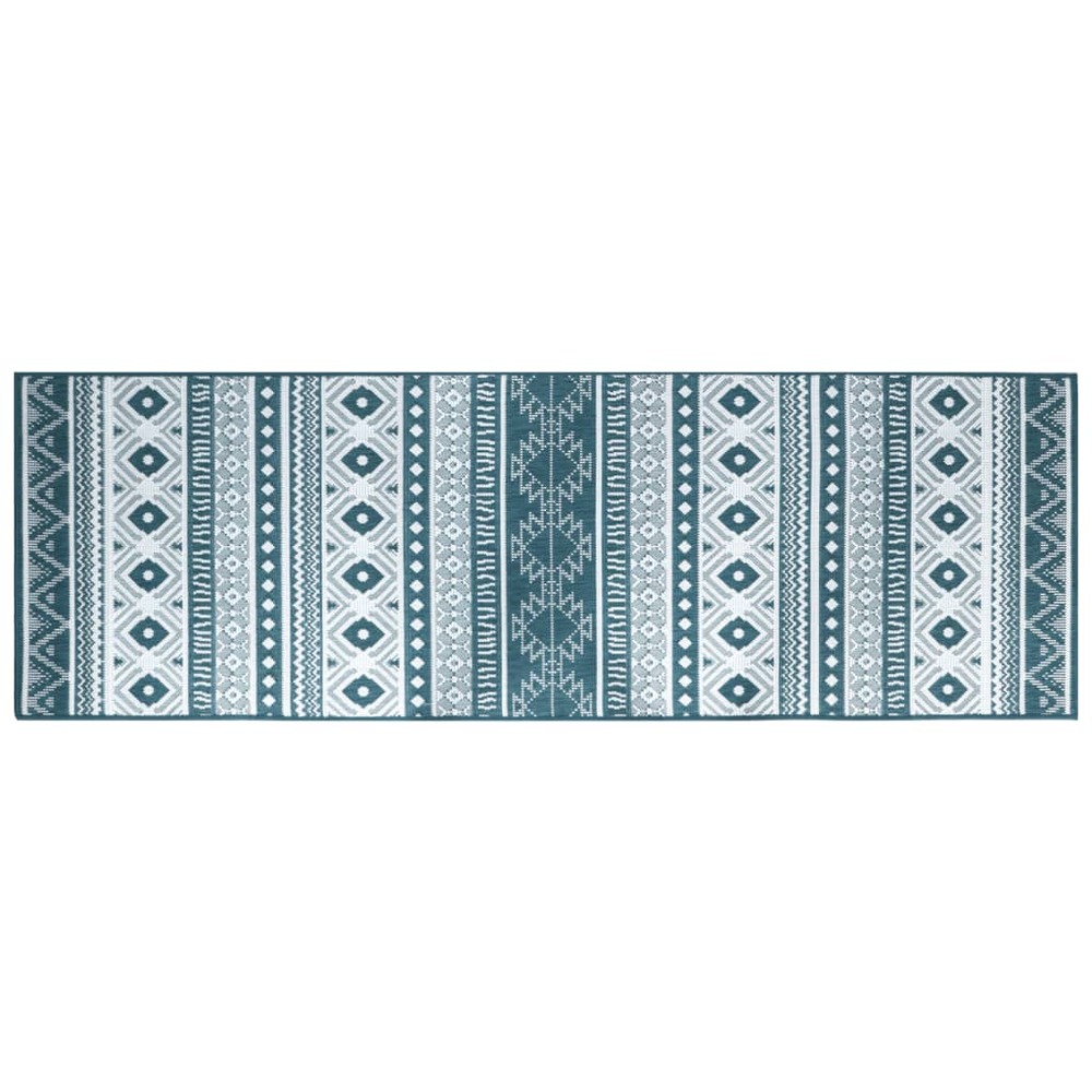 Tapis d'extérieur aqua et blanc 80x250 cm design réversible