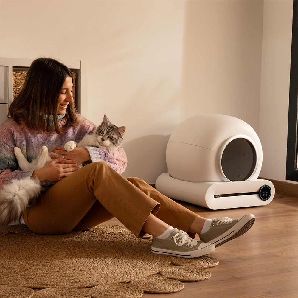 Cecotec Bac à Litière Autonettoyant pour Chats Pumba 8500 CleanKitty Smart. Triple Système de Désodorisation, Contrôle Via WiFi et Écran, Silencieux e
