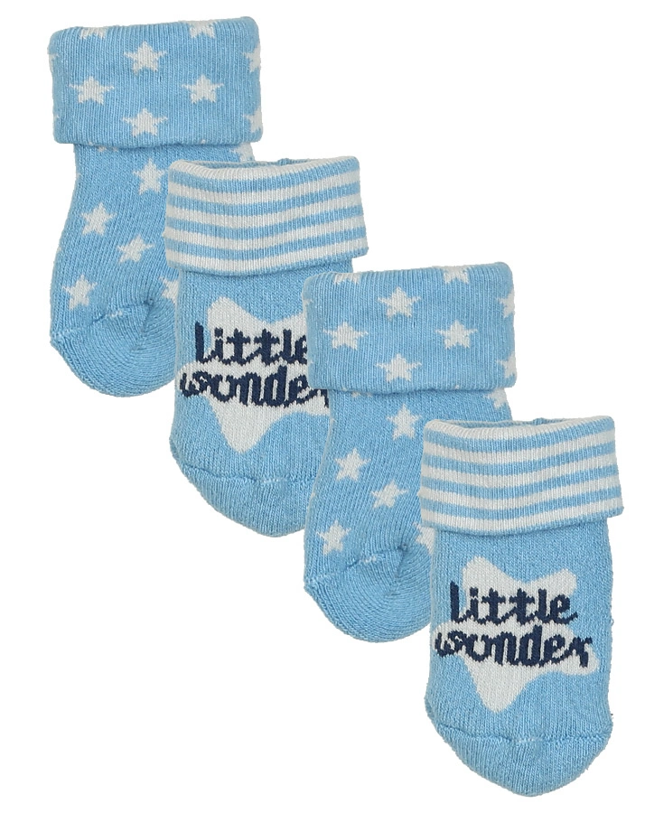 Erstlings-Socken LITTLE WONDER 2er-Pack in hellblau