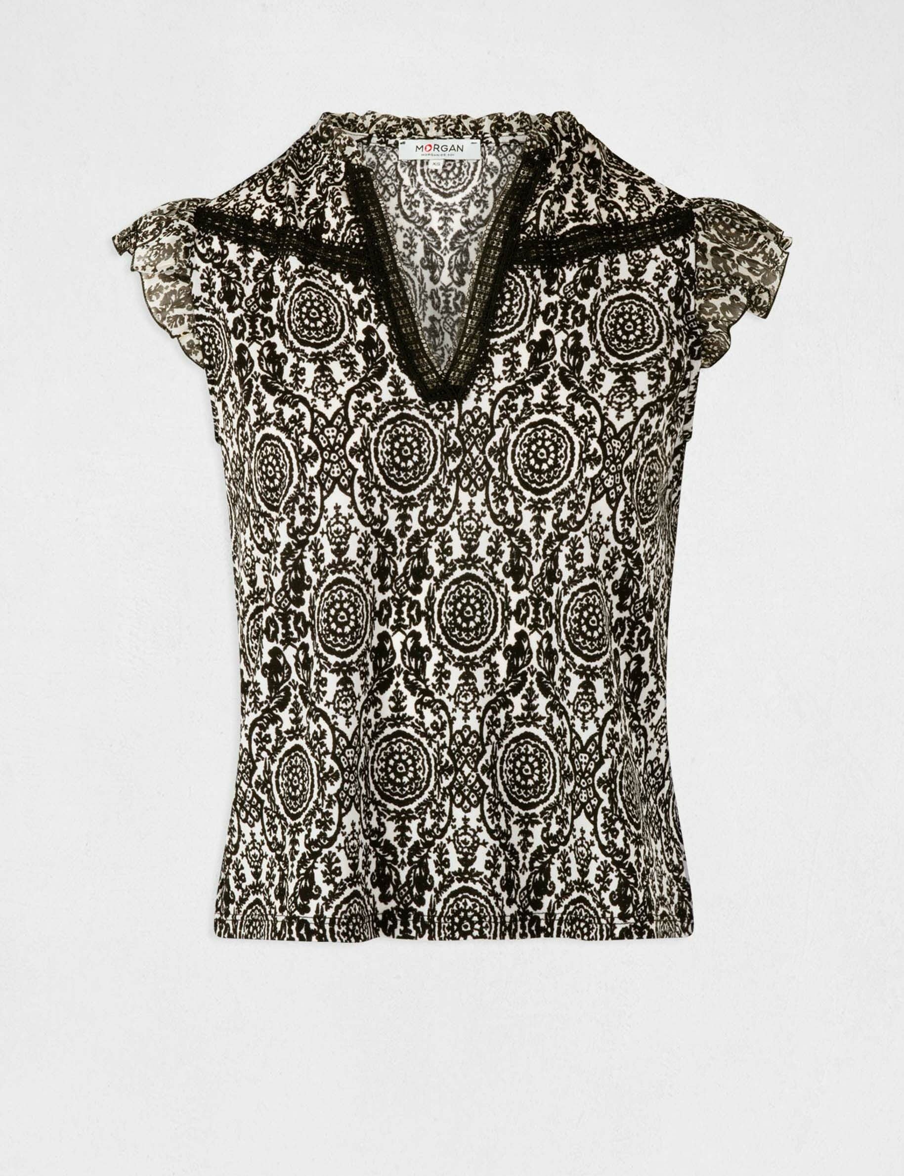 T-shirt manches courtes imprimé foulard multico femme - multico