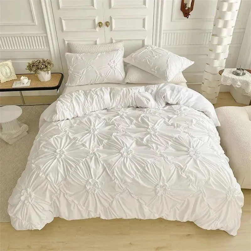 High End Three-dimensional Pinch Pleated Bedding Set | Modern Boho Quilt Bed Duvet cover Pillow case