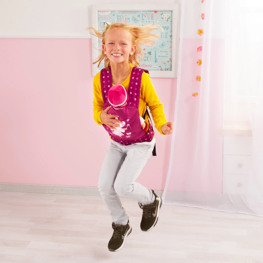 bayer Design Puppen-Tragegurt pink, mit punkten und Fee