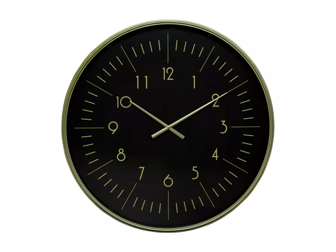 Grande Pendule murale cadre doré aspect vieilli art déco D 75 cm