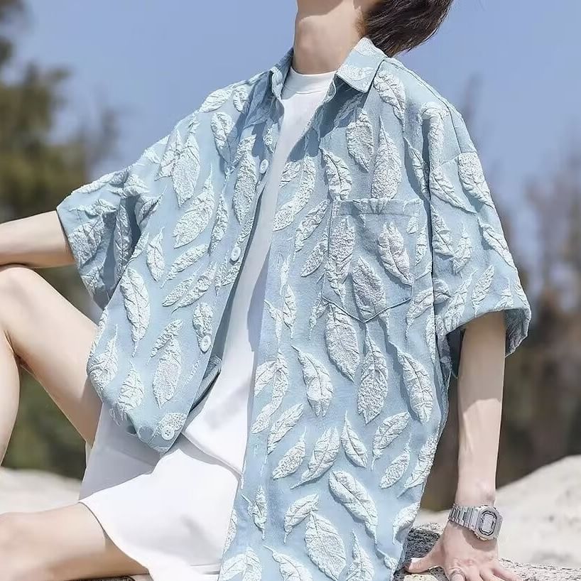 Lingaris - Shirt met verenpatroon en elleboogmouwen