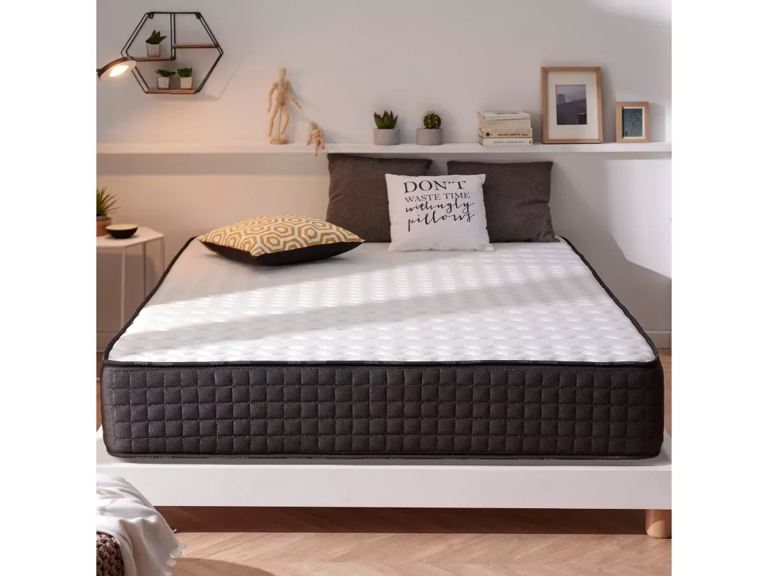 Naturalex - Matelas Titanium 160x200 cm - Mousse à mémoire de forme HR - Soutien Blue Latex - Très Épais 30 cm, 7 Zones, Antibactérien - Réversible été, hiver